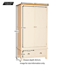 Load image into Gallery viewer, Padstow Cream Double Wardrobe with Drawers