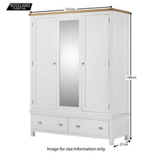 Load image into Gallery viewer, Padstow White Triple Wardrobe With Mirror