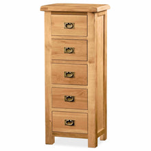 Load image into Gallery viewer, Zelah Oak 5 Drawer Tallboy Chest