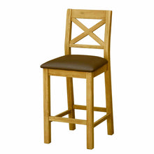 Load image into Gallery viewer, Zelah Oak Cross Back Bar Stool