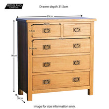 Load image into Gallery viewer, Surrey Oak 2 Over 3 Drawer Chest