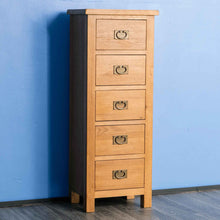 Load image into Gallery viewer, Surrey Oak 5 Drawer Tallboy Chest