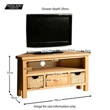 Load image into Gallery viewer, London Oak Corner TV Stand with Baskets