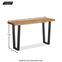 Load image into Gallery viewer, Oak Mill Console Table - Metal Base - Waxed Oak
