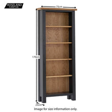 Load image into Gallery viewer, Charlestown Black Slim Bookcase with 5 Shelves