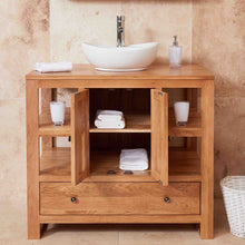 Load image into Gallery viewer, Mobel Oak Bathroom 2-Door Round Sink Unit