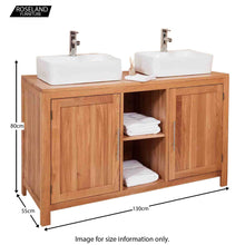 Load image into Gallery viewer, Mobel Oak Bathroom Dual Square Sink Unit