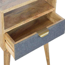 Load image into Gallery viewer, Artisan Bedside with One Grey Tweed Fabric Drawer Front