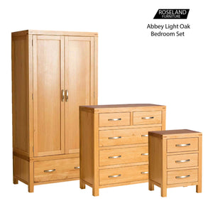Abbey Light Oak 3 Piece Bedroom Furniture Set