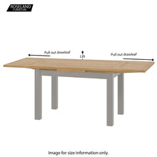 Load image into Gallery viewer, Padstow Grey Lift Top Drawleaf Table 120-200cm
