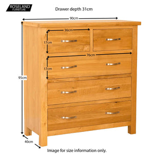 Newlyn Oak 2 over 3 Drawer Chest