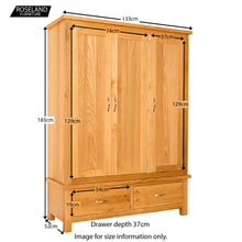 Load image into Gallery viewer, Newlyn Oak Triple Wardrobe with Drawers
