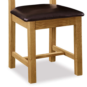 Zelah Oak Cross-Back Dining Chair with Padded Seat