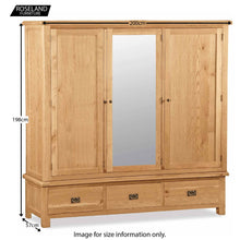 Load image into Gallery viewer, Zelah Oak Large Triple Wardrobe with Drawers

