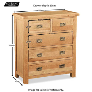 Zelah Oak 2 over 3 Drawer Chest