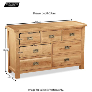 Zelah Oak 3 over 4 Chest of Drawers