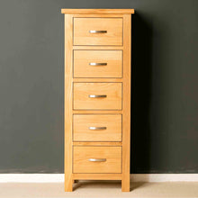 Load image into Gallery viewer, London Oak 5 Drawer Tallboy Chest
