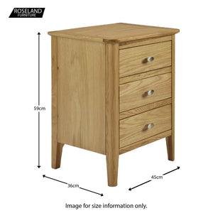 Alba Oak 3 Drawer Bedside Table