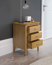 Load image into Gallery viewer, Alba Oak 3 Drawer Bedside Table
