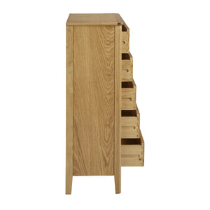 Alba Oak 5 Drawer Tallboy