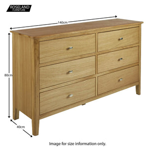 Alba Oak 6 Drawer Chest