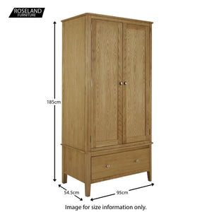 Alba Oak Double Wardrobe with Drawer