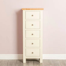 Load image into Gallery viewer, Farrow Cream 5 Drawer Tallboy Chest
