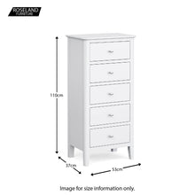 Load image into Gallery viewer, Chester White Tallboy Chest with 5 Drawers
