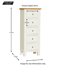 Load image into Gallery viewer, Farrow White 5 Drawer Tallboy Chest
