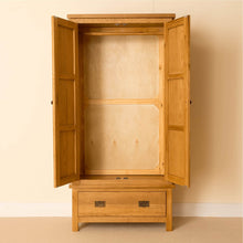 Load image into Gallery viewer, Lanner Oak Double Wardrobe &amp; Drawer

