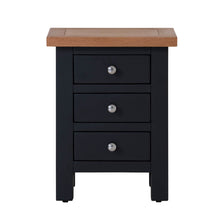 Load image into Gallery viewer, Charlestown Black Bedside Table with 3 Drawers
