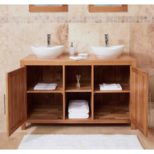 Load image into Gallery viewer, Mobel Oak Bathroom Dual Round Sink Unit
