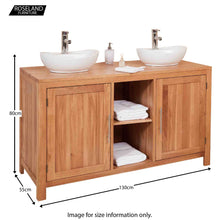Load image into Gallery viewer, Mobel Oak Bathroom Dual Round Sink Unit

