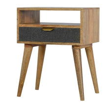 Load image into Gallery viewer, Artisan Bedside with One Grey Tweed Fabric Drawer Front
