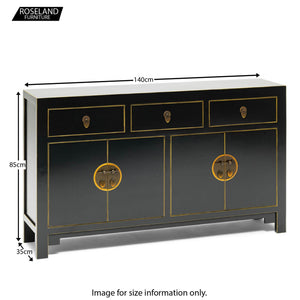 The Nine Schools Qing Black and Gilt Large Sideboard