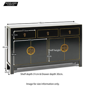 The Nine Schools Qing Black and Gilt Large Sideboard