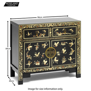 The Nine Schools Oriental Decorated Black Sideboard