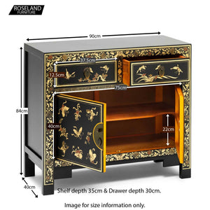 The Nine Schools Oriental Decorated Black Sideboard