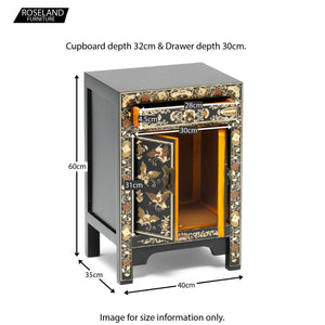 The Nine Schools Oriental Decorated Black Small Cabinet