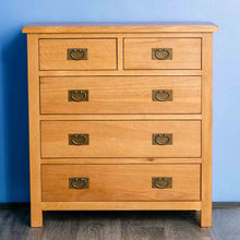 Load image into Gallery viewer, Surrey Oak Bedroom Set - 2 over 3 Drawer Chest
